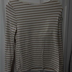 J. Crew Tan and White Striped Long Sleeve Top